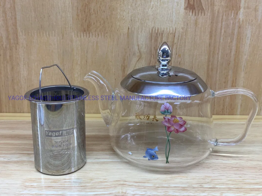 High Borosilicate Tea Kettle Glass Tea Pot with Infuser Coffee Pot Stovetop Teapot - 600 Ml