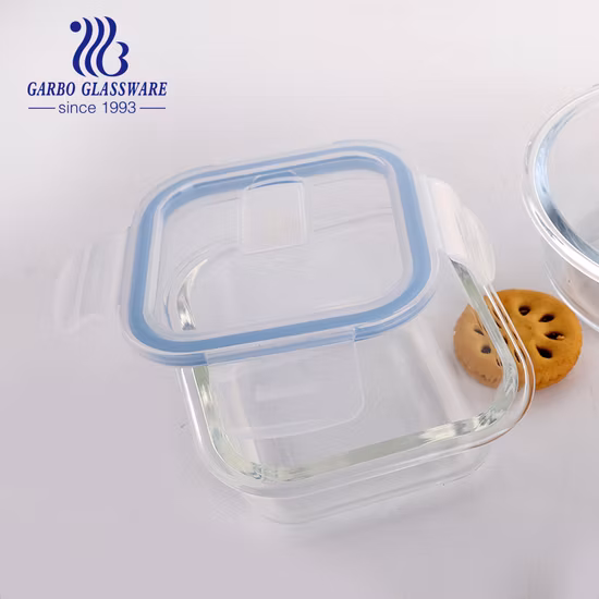 385ml High Borosilicate Transparent Lunch Box Wholesale Food Storage Glass Containers with Lid