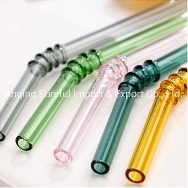 Wholesale Custom Reusable Straight Curved Borosilicate Crystal Glass Drinking Straw