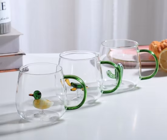 핸들이 있는 수제 에스프레소 커피 머그 붕규산 유리 커피 잔 소원 유리 컵